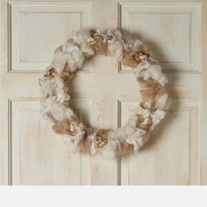 Anthropologie Wreath ALL ROADS Holiday MELANGE Wool Cotton Rope Neutral 18" NWT